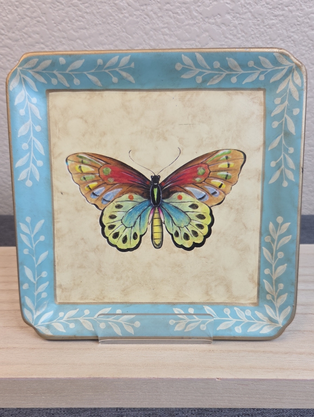 Blue Butterfly Decorative Ceramic Plate - Home Accents
